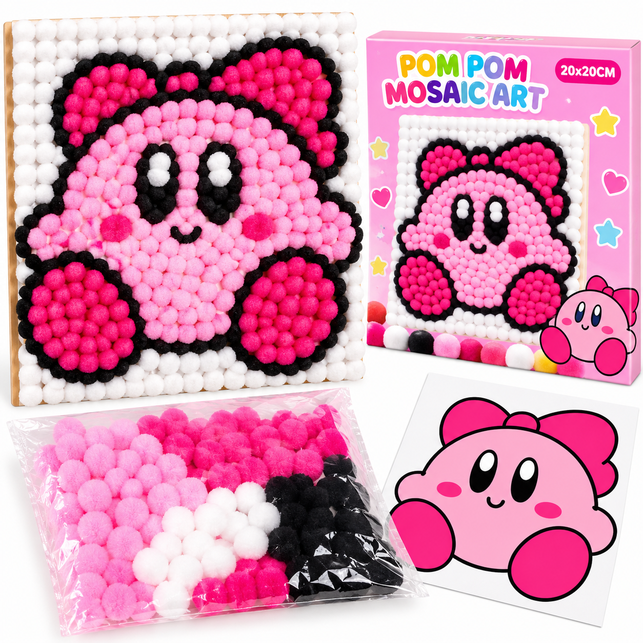 Pom-pom Mosaic Art/ Kirby