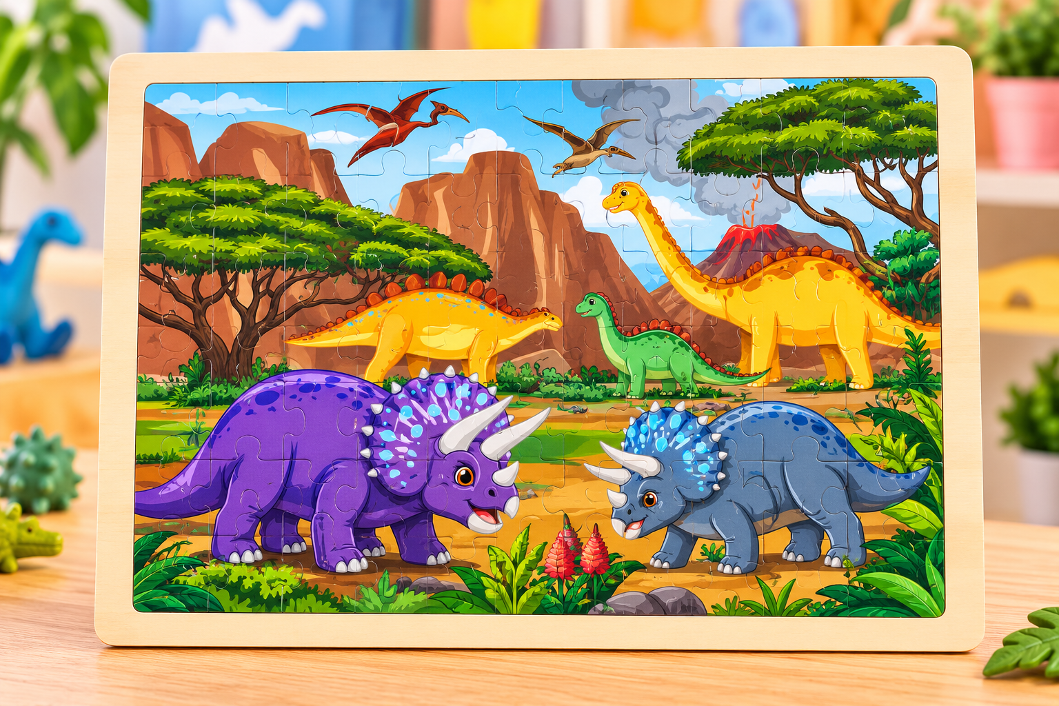 Wooden puzzle 60 pcs - Dinosaur
