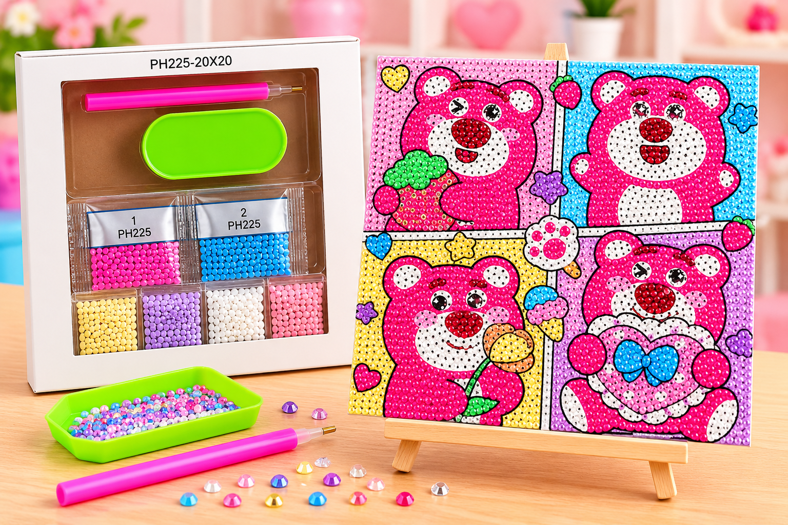 Diamond Painting Kit – Cute Pink Bears