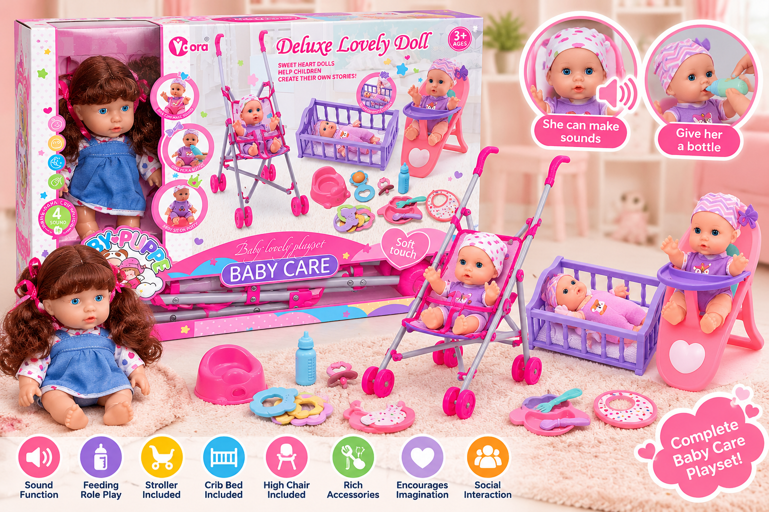 Deluxe Lovely Doll – Baby Care Playset