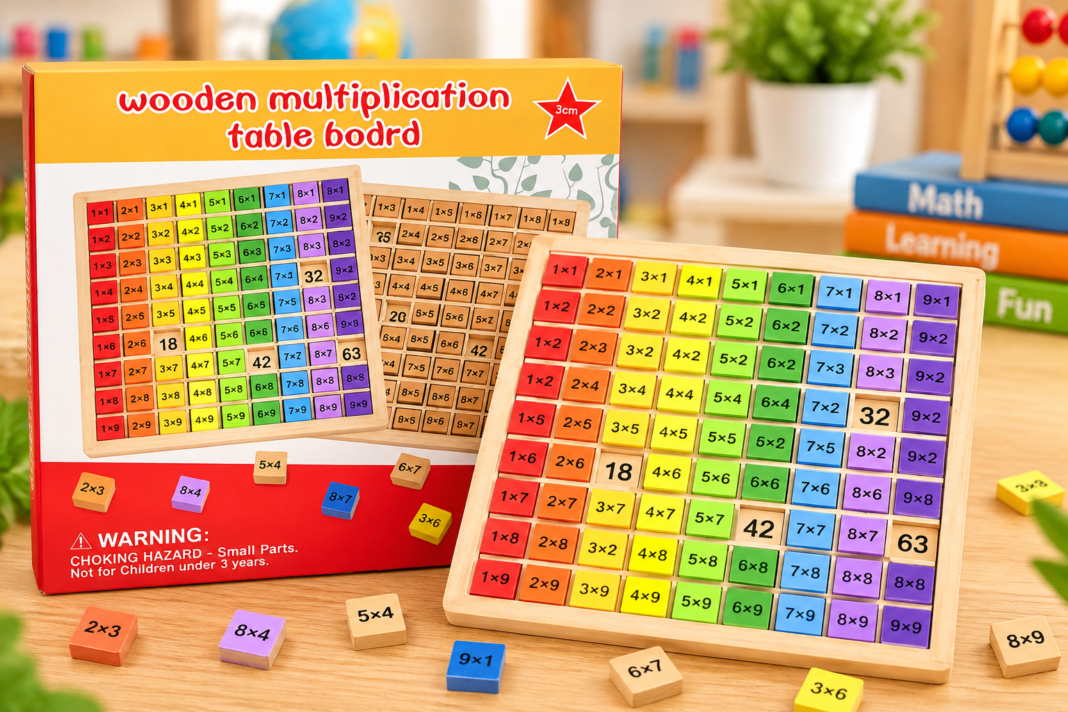 Wooden multiplication table board