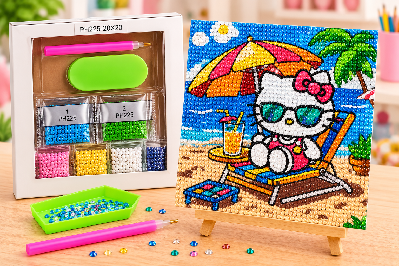 Diamond Painting Kit – Beach Kitty Design