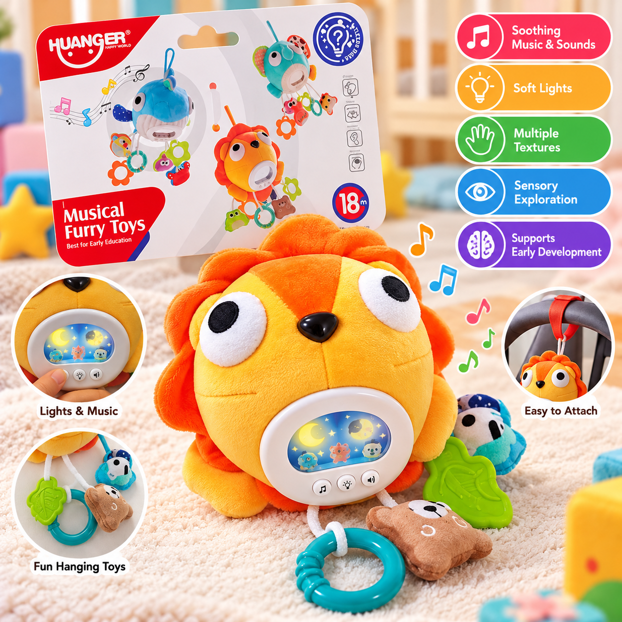 Musical Furry Toy - Orange