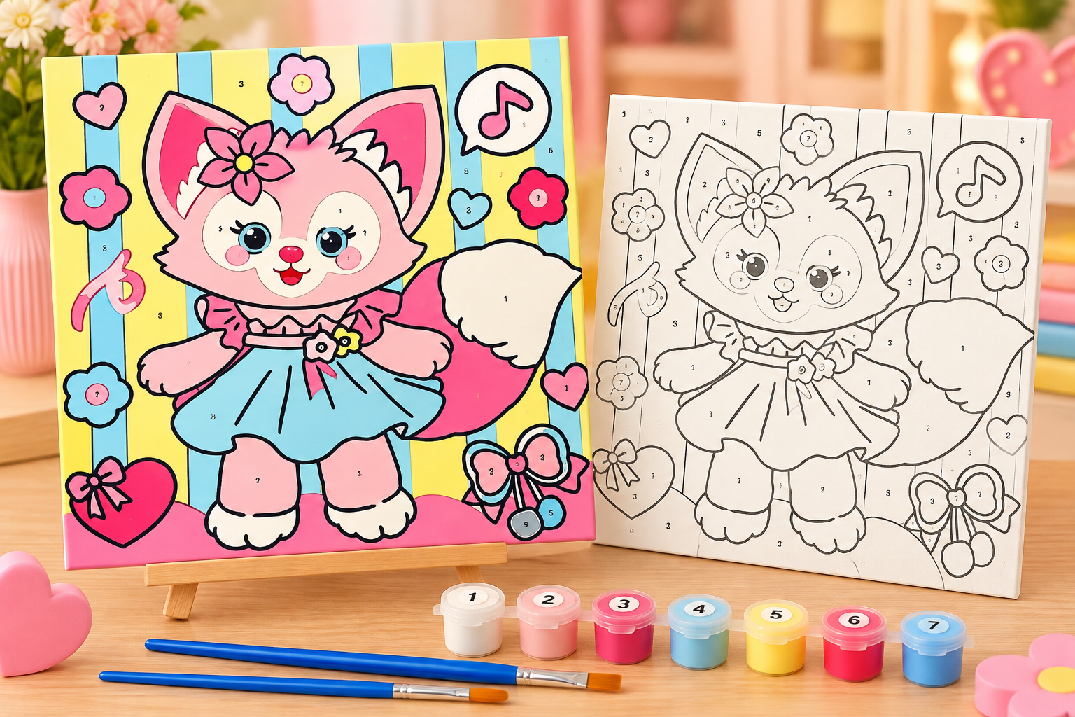 Color by Numbers Painting Kit - Kawaii Fox