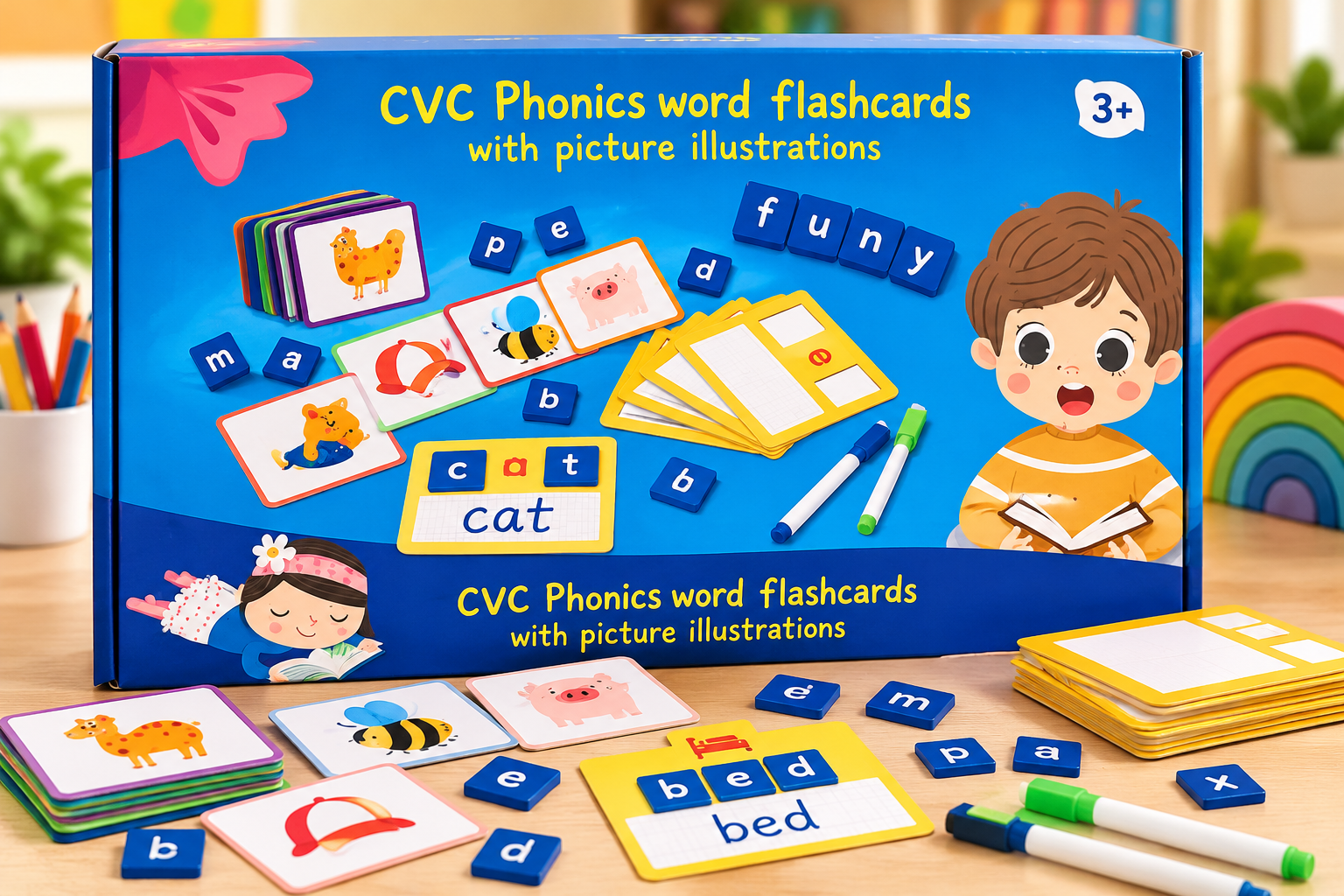 CVC phonics words flashcards