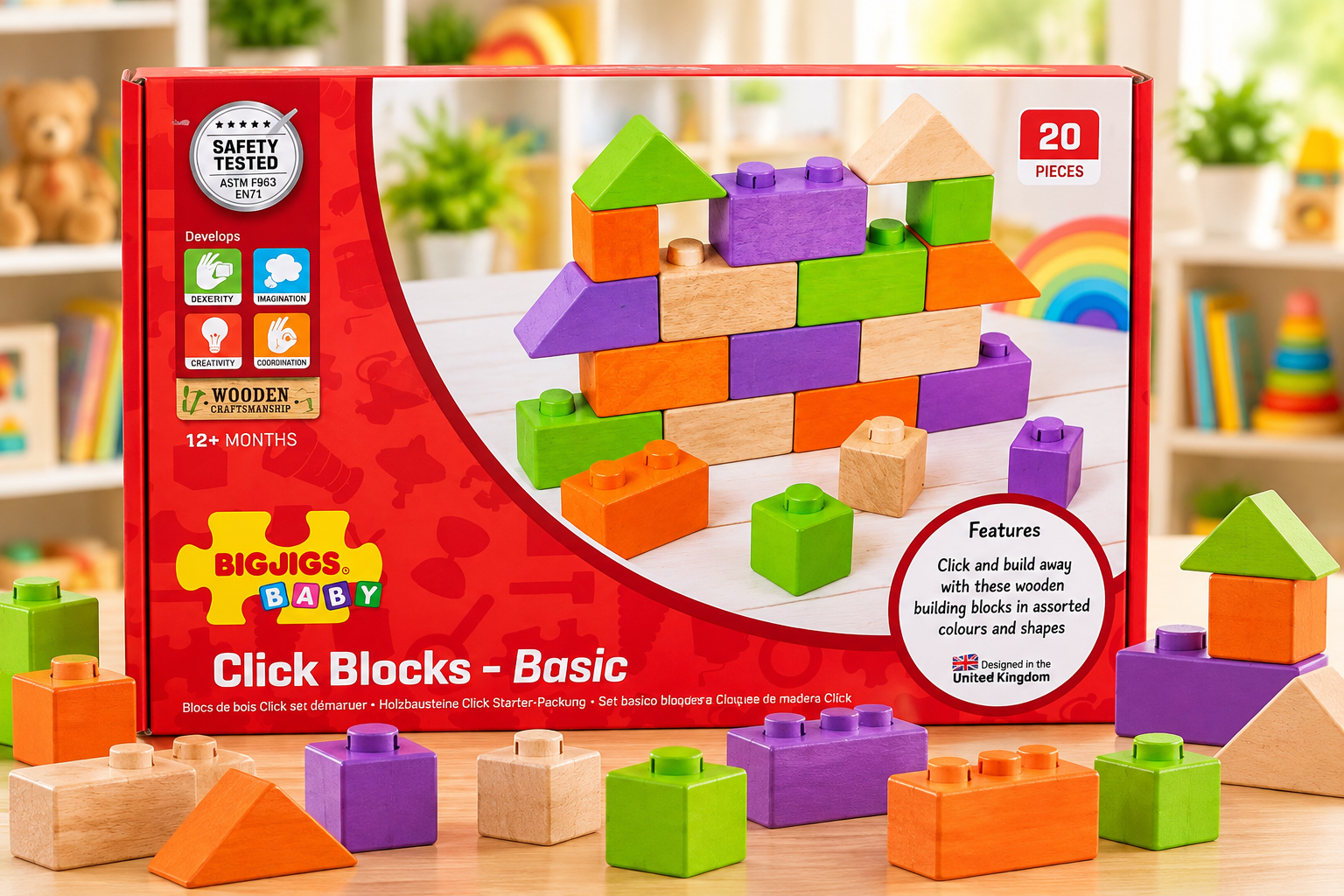 Wooden click blocks - 20 pcs