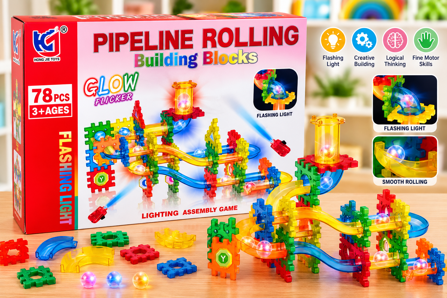 Pipeline Rolling Building Blocks - 78 pcs