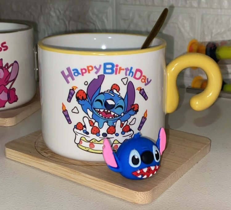 Stitch Mug - Happy Birthday - Yellow