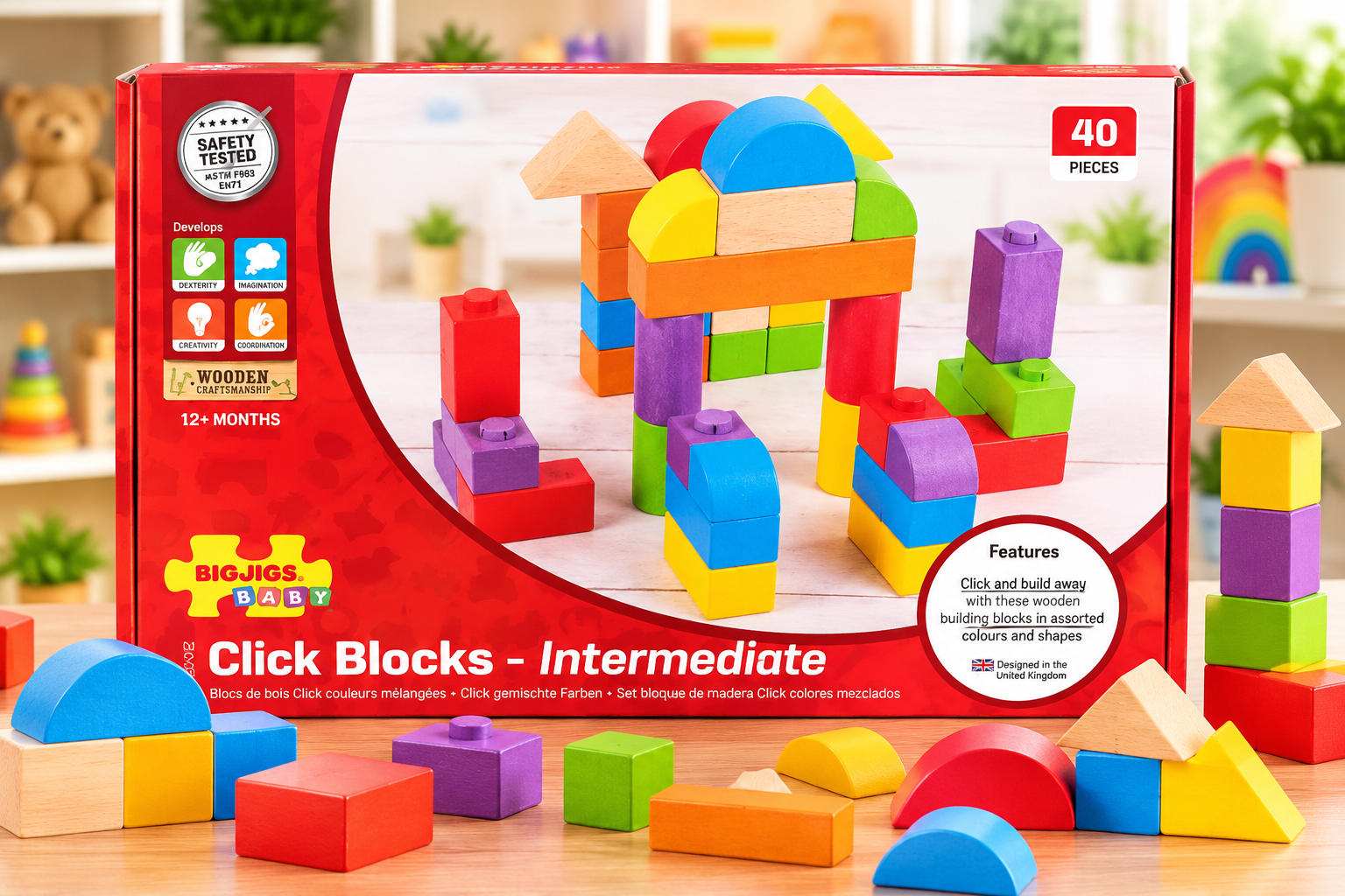 Wooden click blocks - 40 pcs