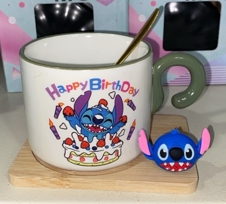 Stitch mug - Happy Birthday - Green